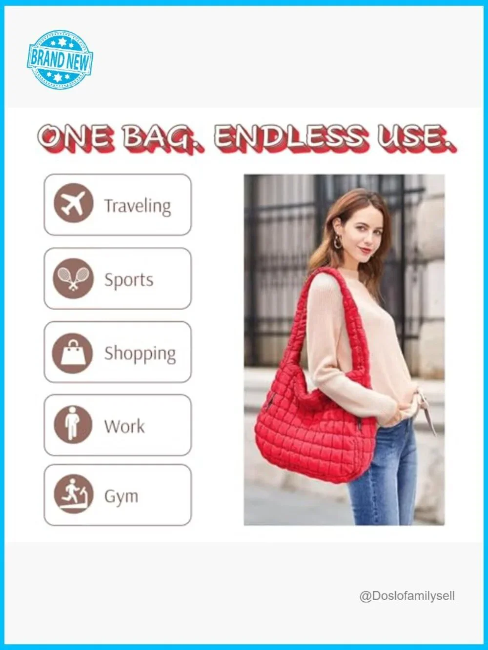 Quilted Puffer Hobo Bag Large Nylon Crossbody Shoulder Tote Lightweight Puffy